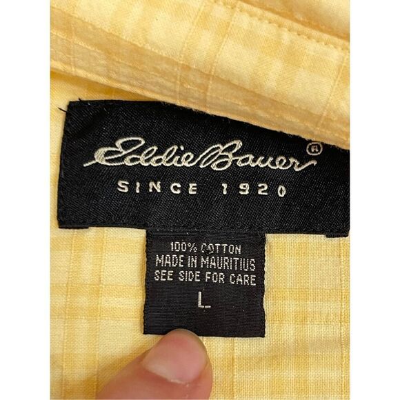 Eddie Bauer men’s shirt sleeve button up shirt yellow size large - Picture 6 of 6